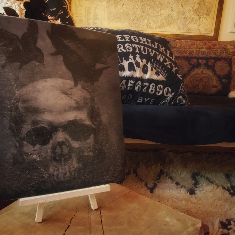 custom gothic sku and crows 8x10 inches printed canvas with easel